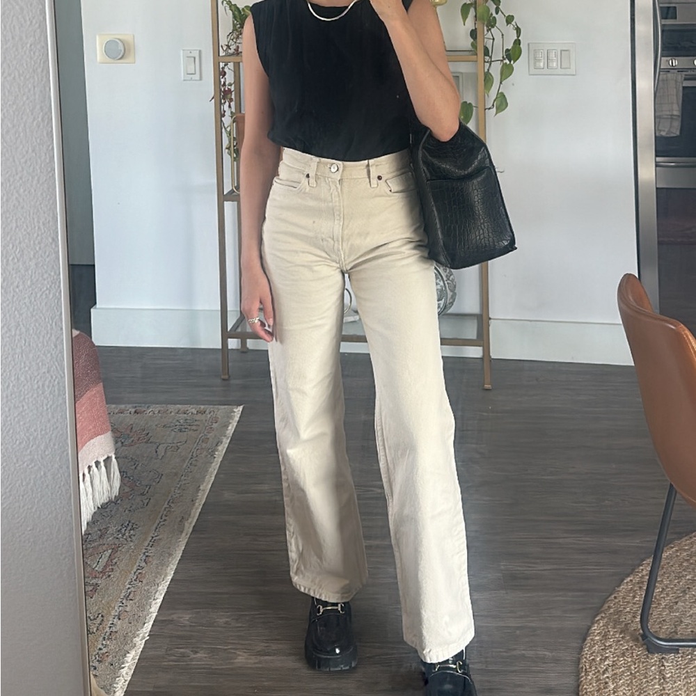 High Rise Reformation Jeans - Beige